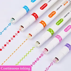 6 Color Quick-Dry Fluorescent Pens, Flower Outline Curve Pen, Handwriting Roller Border Pen, Journaling Special Purpose Pen, Multi Purpose Pens