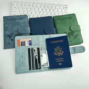 【Groove】Summer 2026 Solid Color Passport Holder Magnetic Buckle Wallet, RFID Blocking Leather Card Holder,Durable Travel Accessories for Women Men organizer Traveling Bag