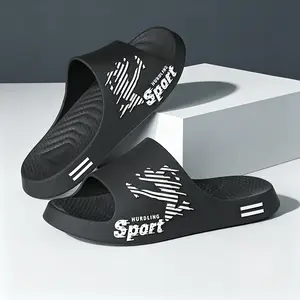 Men's Number Graphic Slides Non-Slip Soft Sole Casual Sliders Indoor Outdoor Comfortable Home Sandals Black Fashion