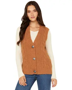 Cotton Women's And Rye Novelty Pun Cable Knit Vest - Crv812ca