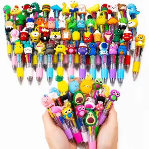 MIUVA 4 Color Mini Multicolor Ballpoint Pens Set, Cute Cartoon Retractable Pens for School Supplies, Classroom Rewards, Party Favors, Office Writing and Graduation Gifts novelty
