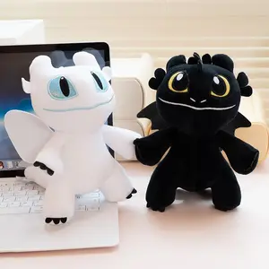 25cm Black White Dragon Plushies Cartoon Toothless Doll Stuffed Anime Light Fury Night Fury Plush Toy Pendant Xmas Gifts