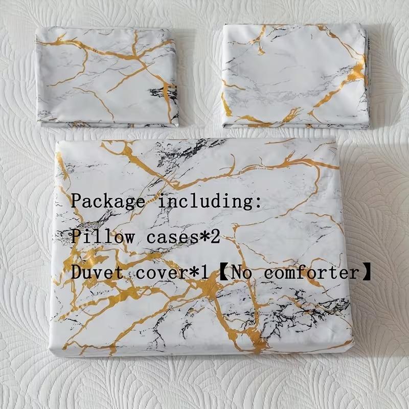 3pcs Classic Gold Texture Digital Print Modern Bedding Set (1 Sheet + 2 Pillowcases), Soft Comfortable Fabric, Suitable for Bedroom & Hotel Dorm