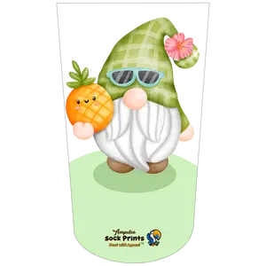 Amputee Sock "Gnome w Pineapple V1", Prosthetic Limb Sock, 3ply Stump Sock