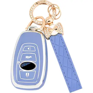 for Subaru Key Fob Cover - Soft TPU Key case fit for Impreza Legacy BRZ Outback Ascent Crosstrek Forester BRZ WRX Sti 4 Buttons Smart Key(Blue)