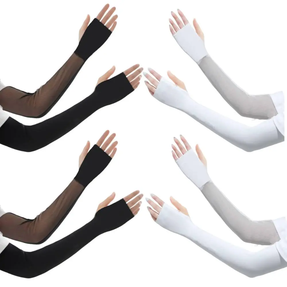 4 Pairs Adult Half-Finger Opening Sun Protection UV Gloves with Compression Breathable Outdoor Arm Sleeves for Gardening, Driving - Home Improvement Building Supplies Cycling Accessory, Outdoor Arm Sleeve