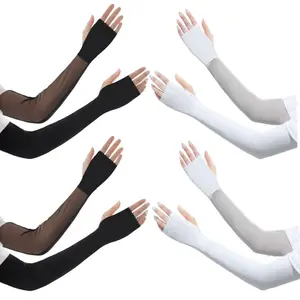 4 Pairs Sun Protection UV Gloves Compression Arm Sleeves Fingerless Gardening Sun Sleeves for Driving Soccer Women - Home Improvement.