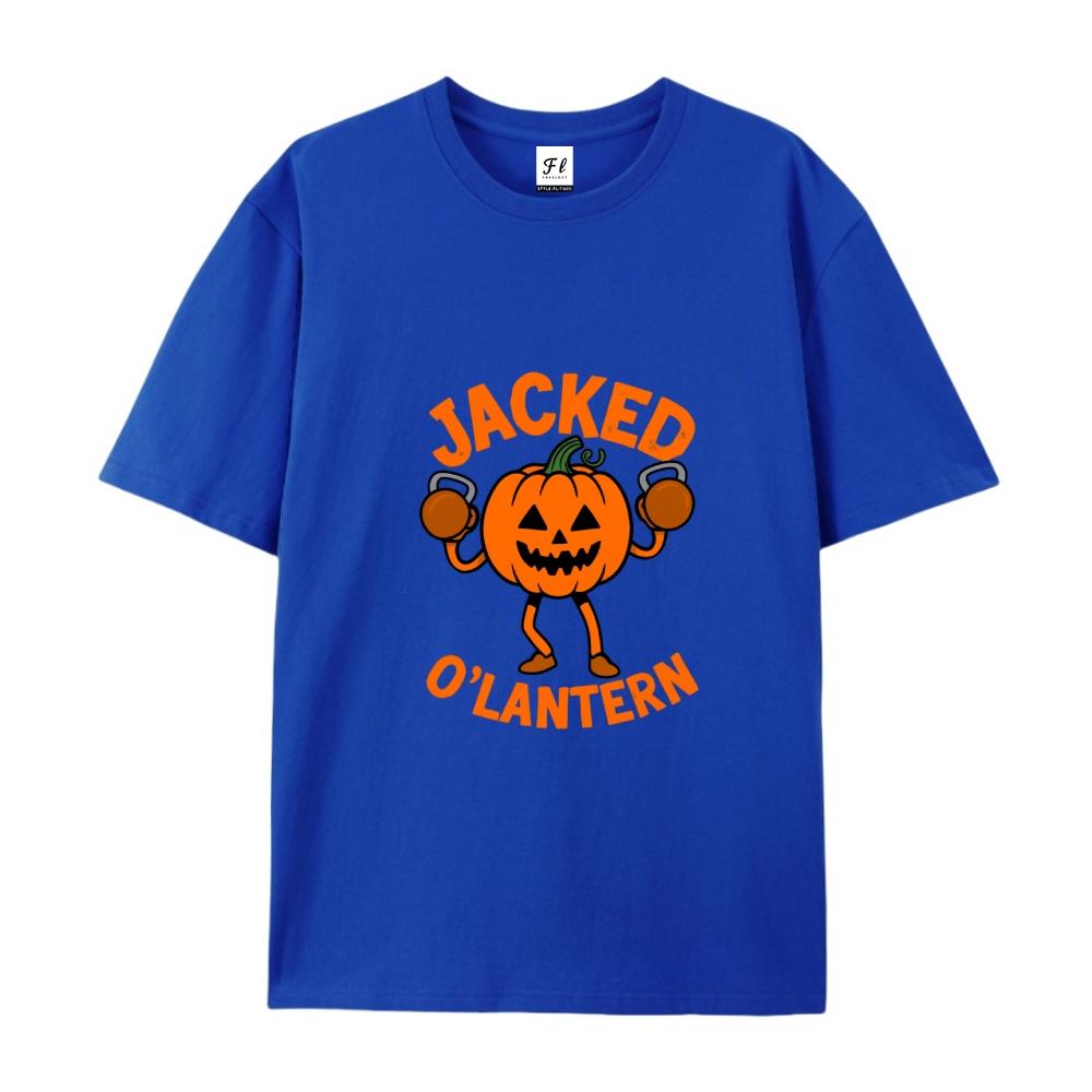 Lightweight Breathable Jacked O'Lantern Pumpkin T-Shirt Oversized Streetwear Tee Funny Summer Workout Top for Menswear