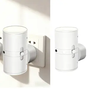 LED wall mounted light control sensor light, modern night light with rotating plug, three color dimming sensor, suitable for corridors, bedrooms, bathrooms (white one pack)