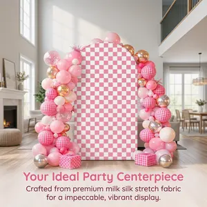 Gingham Arch Backdrop Covers, 6 Ft /6.6FT/7.2FT Stretchy Arch Backdrop Stand Covers, Photography Background Plaid Arch Stand Covers for Wedding Birthday Baby Shower Party Decor Butterfly Decorations Kit
