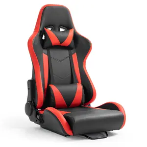 Supllueer Racing Seats Double Slide Rails Universal Racing Seats with Neck Waist Pillows fit Racing Simulator Cockpit Stand,Backrest 170 ° Ergonomic Adjustment,NO Stand