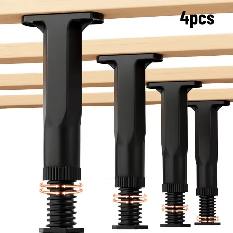 4pc Adjustable Bed Frame Support Legs | Hard Plastic Construction,  7.48-12.99 Inch Height Range, Universal Fit for King & Queen Size Beds, Easy Installation, No Electricity Needed, Sturdy Support