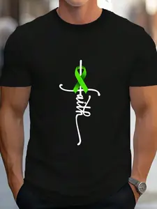 100% Cotton Non-Hodgkin Lymphoma Cancer Faith Cancer Awareness Support T-Shirt Women's Men's Graphic Tee Crew Neck summer vacation Tops