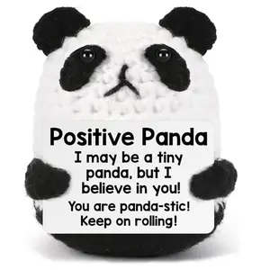 Hand-Crocheted Panda Doll Ornament (Holding a Card) — Cute Panda Gift