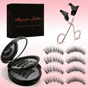 4 Pair Magnetic Eyelashes with Applicator - Natural Look, Easy to Apply, Reusabl