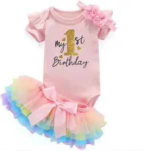 My 1St Birthday Girl Outfit Tutu For Baby Girl Happy First Birthday Outfits Baby Clothes