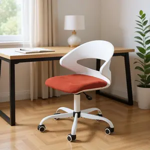 HomeRoots 568073 White & Red Adjustable Height Swivel Rolling Office Chair