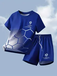 Outdoor Quick-Dry Sports Jersey, Football Pattern Design, Breathable Sweat-Wicking Fabric, Suitable for Soccer Matches & Training, World Cup Apparel