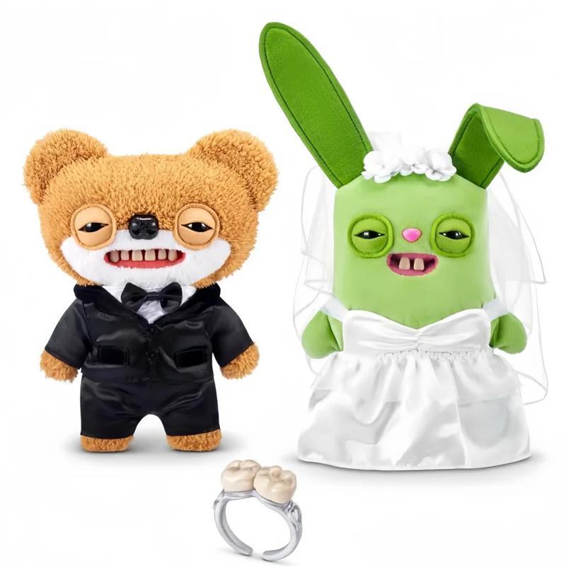 2026 New Fuggler Wedding Theme Ugly-Cute Monster Plush Toy | Funny Toothy Stuffed Doll | Trendy Collectible, Desk Decor & Gift