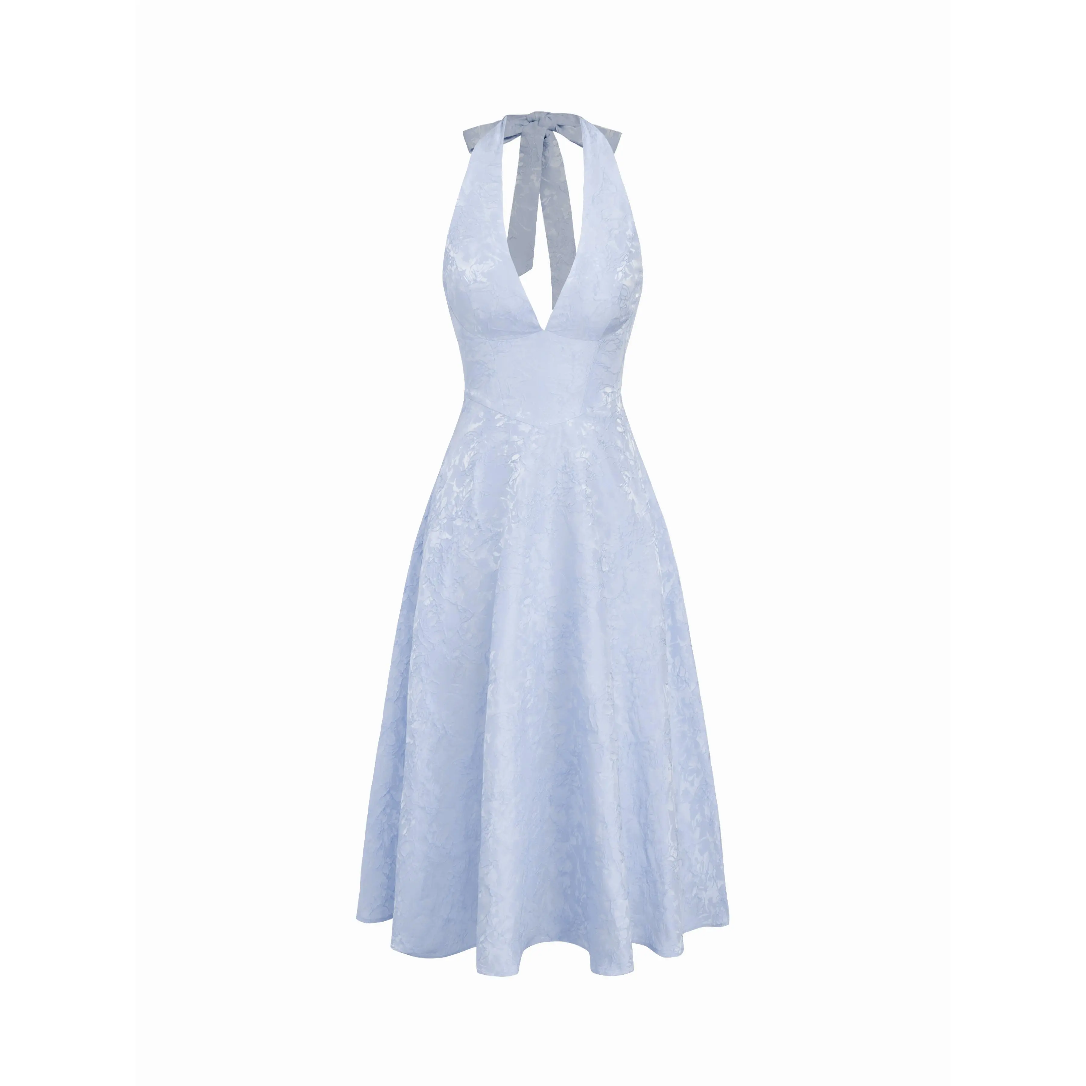 Cider Jacquard Halter Neckline Floral Lace Up Maxi Dress SwimWeek - TikTok  Shop