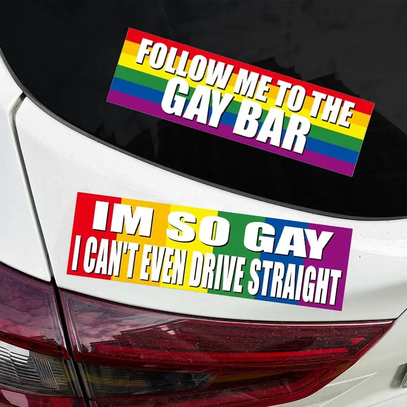 2PCS LGBT Stickers, Waterproof Self-adhesive Rainbow Car Stickers, Gay Bumper Window Vinyl Decals, Car Decorative Sticker, for Car, RV, SUV, Laptops Decoration, 10 X 3 Inches, Automobile Decals