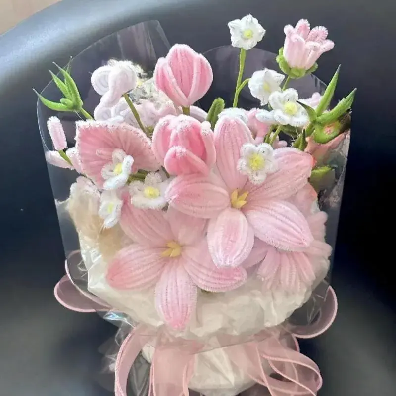 New Pink, Blue, and Yellow Rose DIY Twisted Rod Handmade Bouquet Material Package Valentine's Day Gift