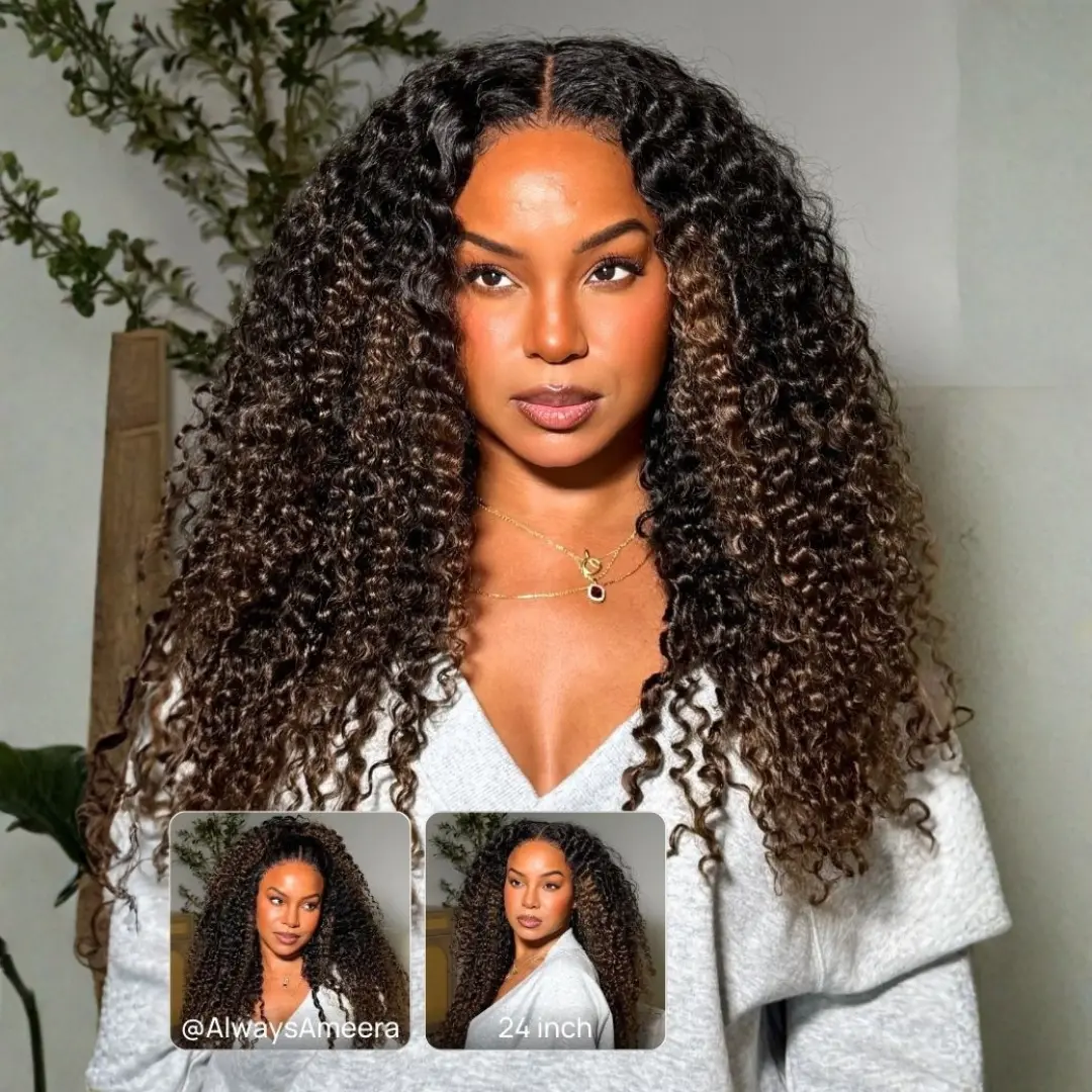Nadula Spiral Curls Water Curly Summer Wig Chestnut Brown Ombre Burmese 7x5 Lace Wig Twist Out at the End Virgin Human Pre-everything Tangle-Free 16-24 Inches Soft Bouncy Hair Dealforyoudays