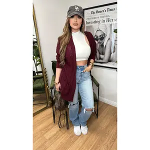 Cozy Cable Knit Cardigan (Burgundy)