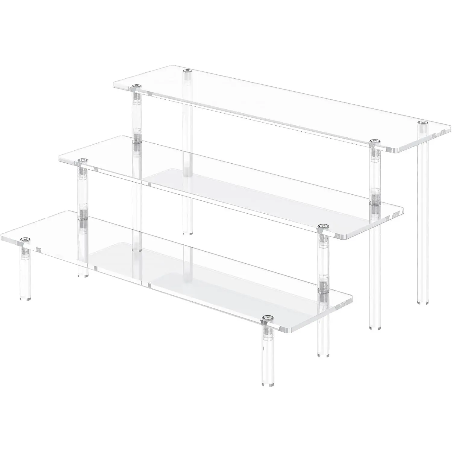 3 Tier Acrylic Display Riser Stand – Large Clear Display Shelf for Perfume, Cupcakes, Collectible Figures, Cosmetics & Decorations, Acrylic Display Stand for Party, Countertop, Retail & Home Organization (1 Pack)
