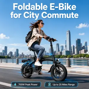 Hiyviy 700W Peak Foldable Electric Bike for Adults Teens, 48V 10AH Removable UL2849 Battery 25 Miles Range Compact City Commuter Ebike, 25MPH Portable Folding E-Bicycle with Dual Disc Brakes 3 Riding Modes Seat