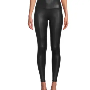 High Waist Faux Leather Leggings - Stretch Fit (Black & Brown)