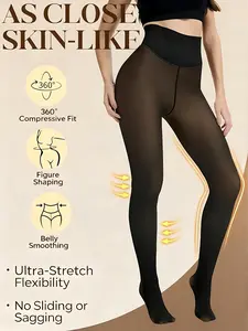 New Compression Waistband & Single-Seam Design! Original Magic Fleece-Lined Tights, High-Waist Lifting & Slimming Pantyhose, Reinforced Toe Footed Tights, Special Weaving Technology Resists Daily Friction Wear & Solves Toe Breakage Issues.
