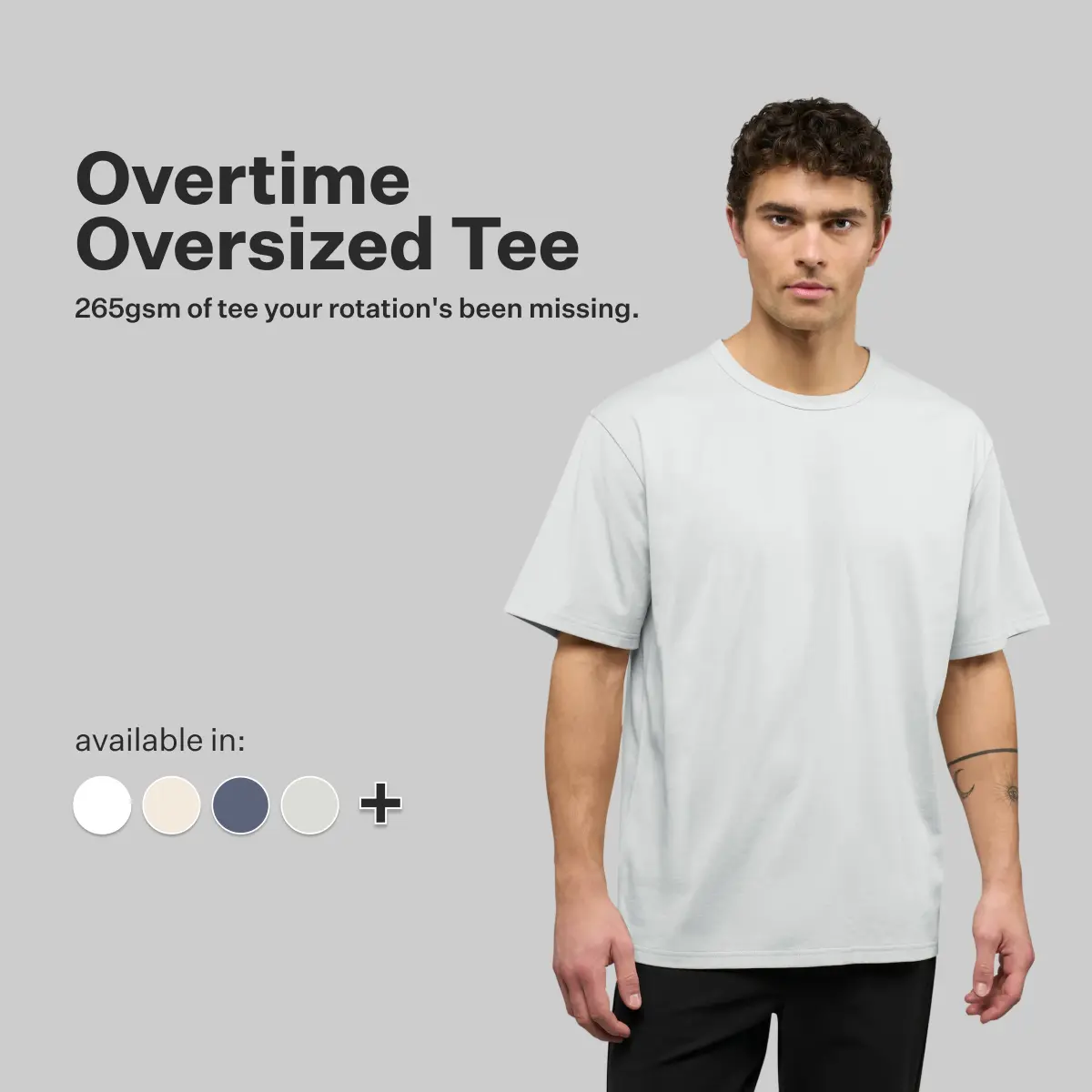 Cuts | Men's Overtime Oversized Heavyweight Cotton T-Shirt | Relaxed Fit Crew Neck Short Sleeve | Breathable Durable 265 GSM Tee