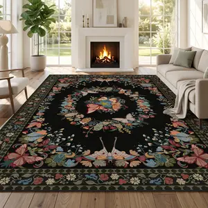 【SummerVibes】【Moving Season】REZUTAN Large Living Room Area Rug  Little Butterfly Design Machine Washable with Rubber Backing Non-Slip Low Pile for High Traffic Areas Bedroom Dining Nursery Soft Comfortable Home Decor Rug ideal choice