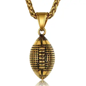 Sport Necklaces for Men Teen, Football Baseball Soccer Basketball Softball Necklaces with Stainless Steel Chain Athlete Jewelry Sports Fan Gift