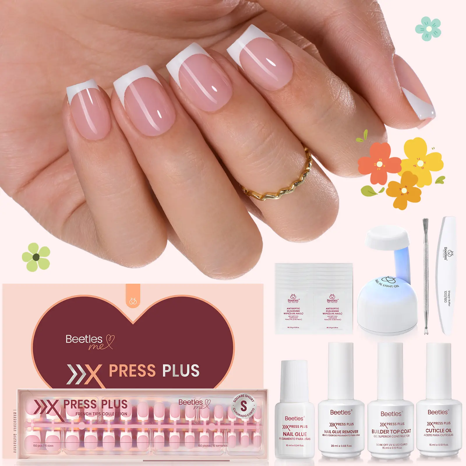 [LIVE ONLY] Beetles X Press Plus French Press-On Nails Tips Kit, Classic & Natural French Tip Nail Kit, Perfect for DIY Manicures & Gifting