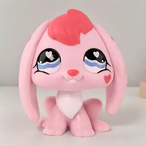 Rare Old Original Valentine Pink Bunny 557 Action Figure Toy Stand, Doll Making Collectible, Kids' Christmas Birthday Gift, Adorable Pet Shop Animal Room Decor