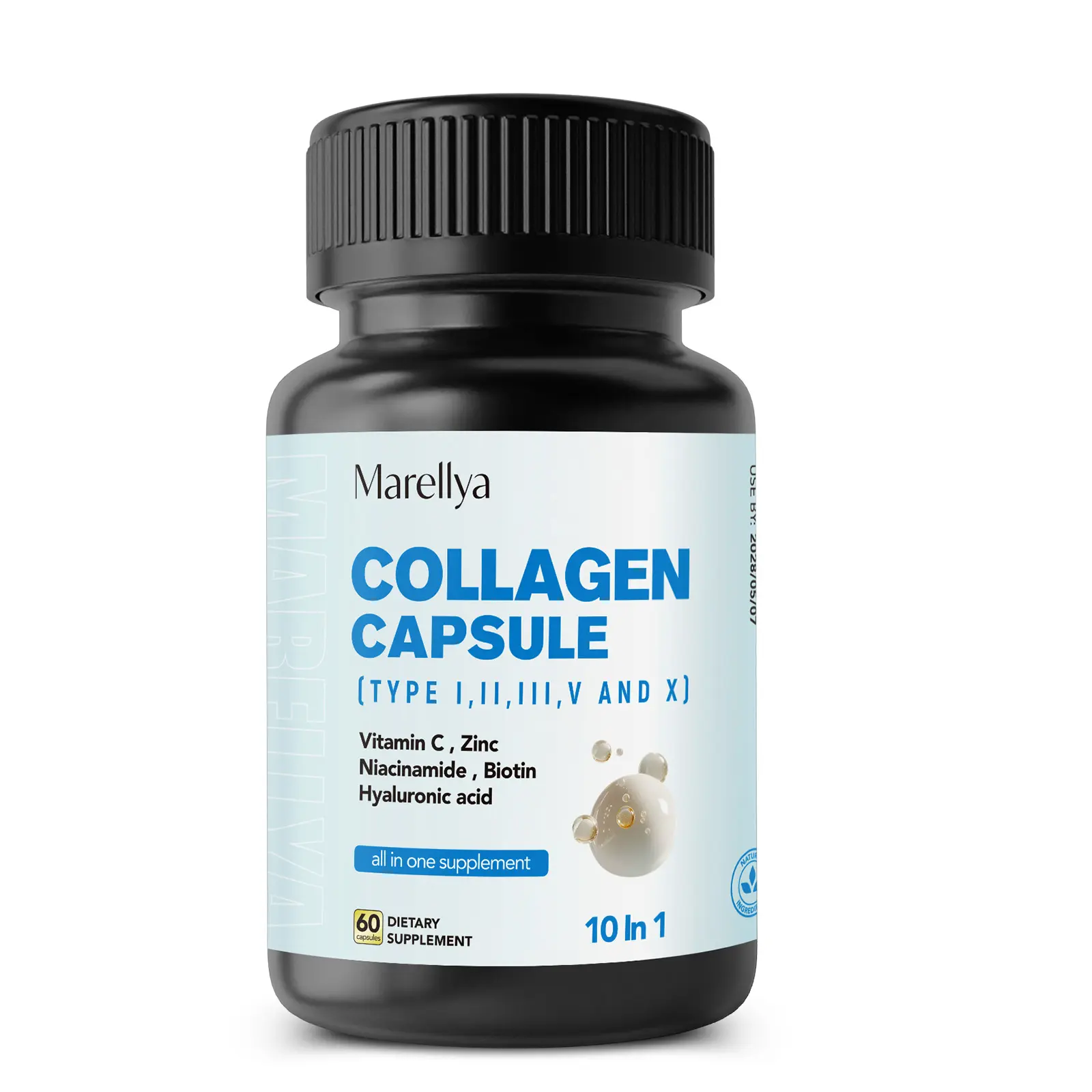 Multi Collagen Capsules with Vitamin C, Zinc, Biotin & Hyaluronic Acid | Types I, II, III, V & X for Skin, Joints & Hair Support | 60 Capsules