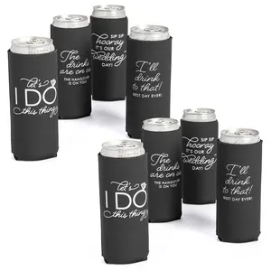Bulk 24 Pc. Premium Wedding Sayings Slim Fit Can Coolers