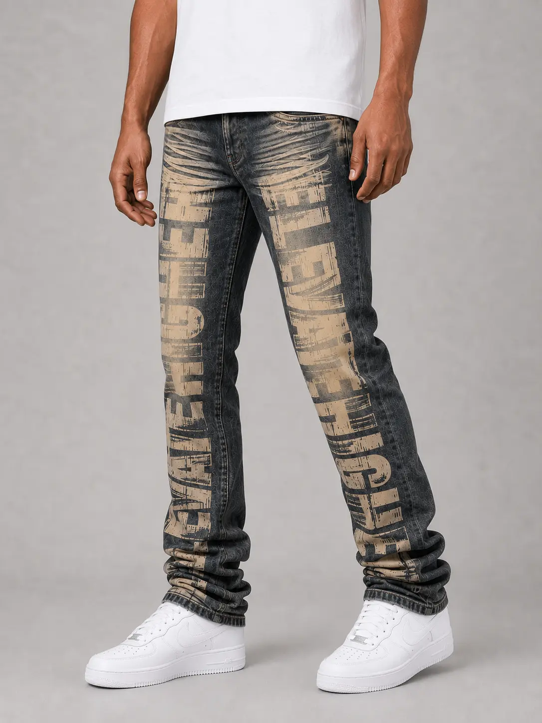 Taker 'All over Print' Premium stretch Stack Denim (Dark Indigo) T4132