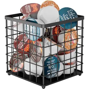 Coffee Pod Holder Organizer, K Cup Holder for Counter K pod Container, Creamer Holder, Coffee Bar Accessories Basket Black