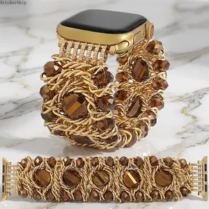 2026NEW1-Pack Women'S Fashion Colorful Glass Bead Metal Bracelet Strap] Compatible with Apple Watch Band 38/40/41/42/44/45/49/(S10 42)/(S10 46)Mm, Luxury Bohemian Style Elastic Band, Compatible with Iwatch Series 11 Ultra 3 SE3 Ultra 2 S10 SE2 9 8 7 6 5