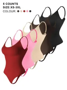 5 Pack Bodysuit for Women - Seamless Tummy Control Shapewear Sculpting Thong Sleeveless Women Body Shaper