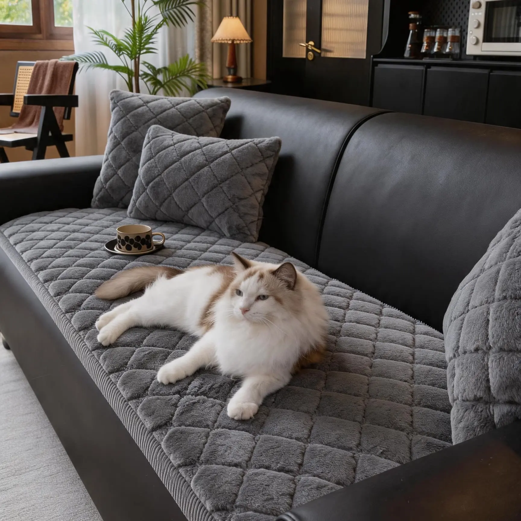 Gingham Tufted Velvet Universal Sofa Cushion - Designer-Favorite Non-Slip Couch Seat Pad, Breathable, Durable, Dustproof, Wear-Resistant, Pill-Shed-Free, Fade-Resistant, Machine-Washable for Sofa Decor, Home Interior