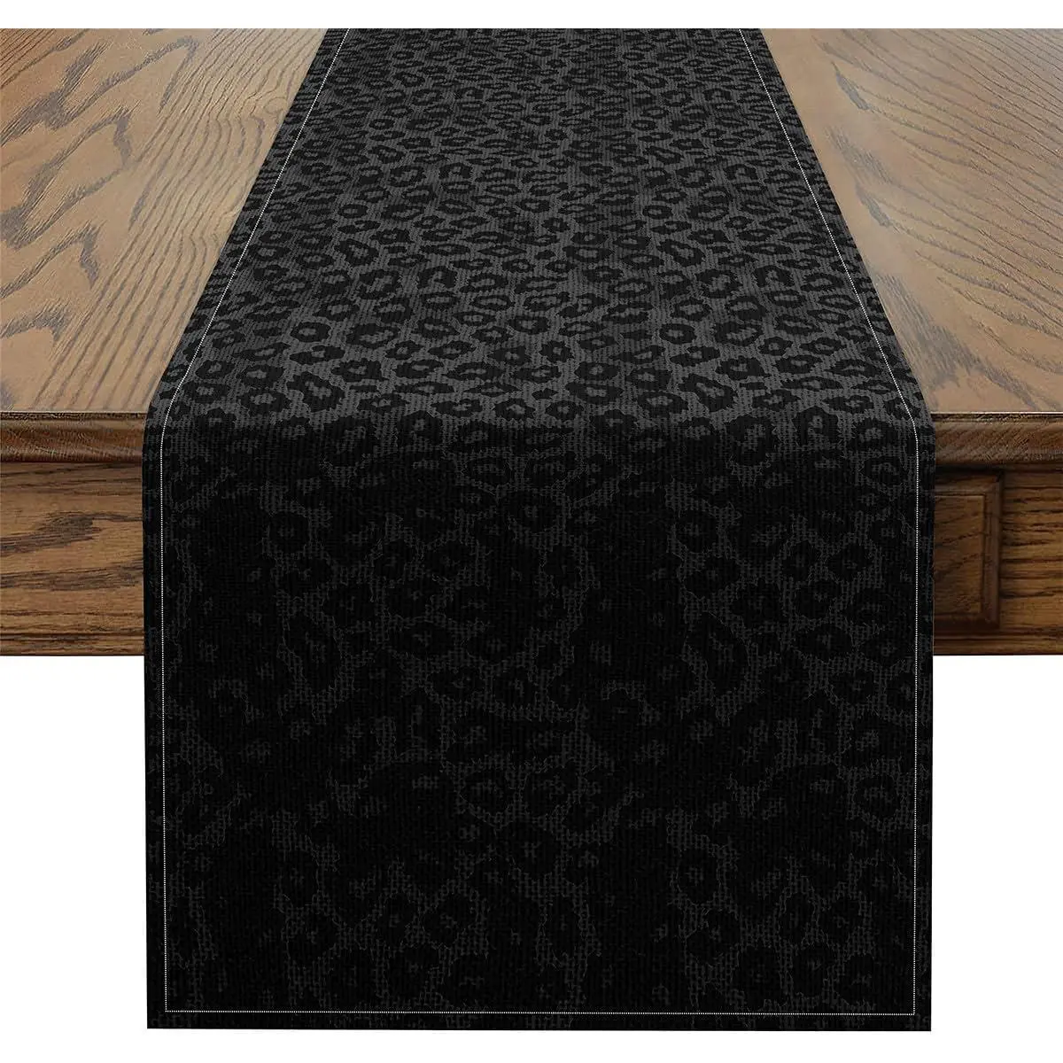 Black Leopard Print Table Runner