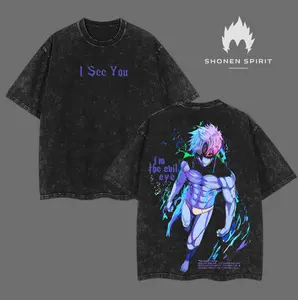 Jiji "Evil Eye" - Dandadan Anime Double Printed Vintage Washed Tee Unisex Oversize Heavyweight Cotton T-shirt for Anime Fans and Love