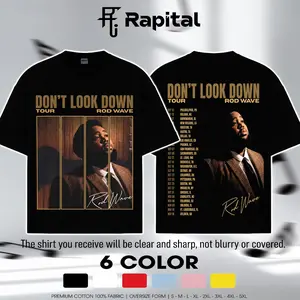 [Rapital] Rod Wave 'Don't Look Down Tour 2026' Graphic 100% Cotton T-Shirt, Rod Wave Fan Graphic Tee, Dont Look Down Merch Streetwear Graphic Shirt, Gift for Rod Wave Fans, Gift for rap fans