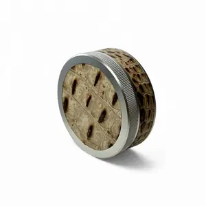 Silver on White Embossed Croc Ruk Can | EDC Storage Can | Airtight Seal for Freshness | 100% Genuine Leather Top & Band | Travel Essentials | Aluminum Metal Canister