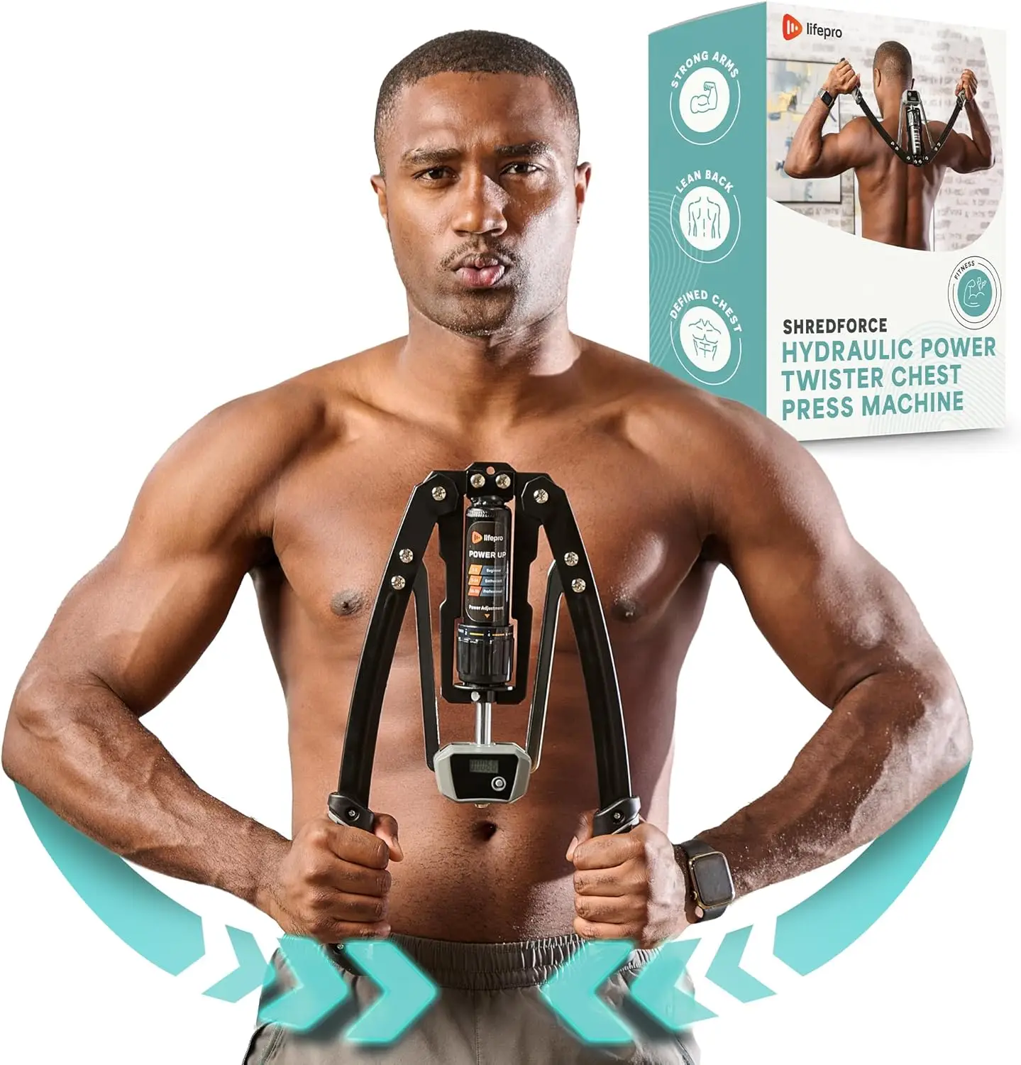 ShredForce Chest & Arm Twister - Hydraulic Power Chest Press Machine for Upper Body Strength Training