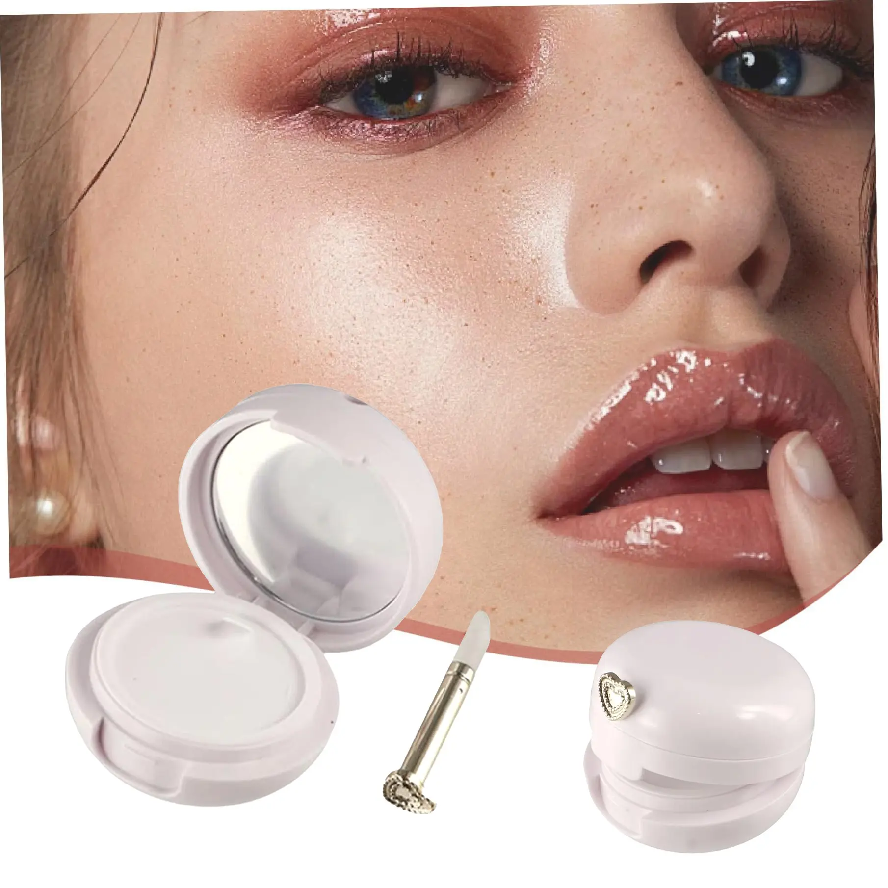 Travel Lip Balm Container Set, Reusable Moisturizing Lip Mask Box with Silicone Brush & Mirror, Empty Cosmetic Jar for Samples Cream Lotion, Lip Care